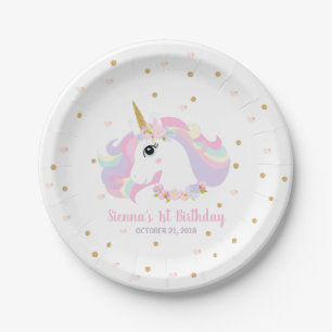 GoldGlitzerunicorn-Geburtstags-Party-Papier-Teller Pappteller