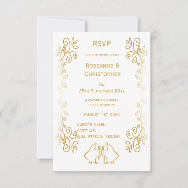 Goldglocken-Design-Hochzeit RSVP Karte (Vorderseite)