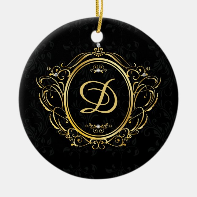 Goldgold-Monogramm Keramik Ornament (Vorne)