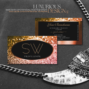 Goldgolden und Rose Gold Glitzer Monogram Visitenkarte