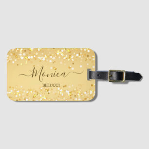Goldgoldene Glitzern personalisiert Gepäckanhänger