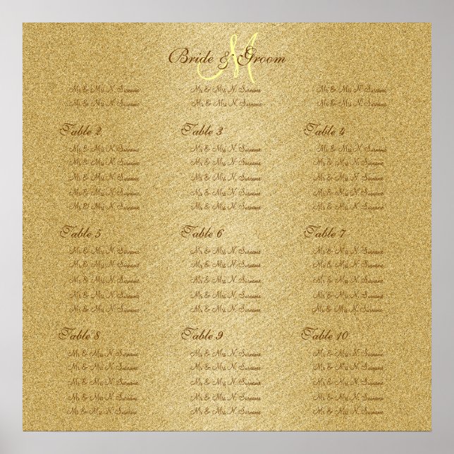 Goldgoldene Hochzeitssattelkarten Poster (Vorne)