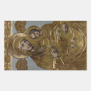 Goldgoldener eleganter Mutter-Mary-Baby-Jesus Rechteckiger Aufkleber