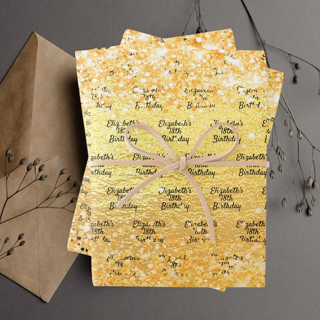 Goldgoldener Glitzer Geburtstag Geschenkpapier Set (Von Creator hochgeladen)