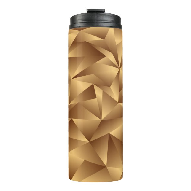 Goldgoldenes Polygonmuster Thermosbecher (Vorderseite)