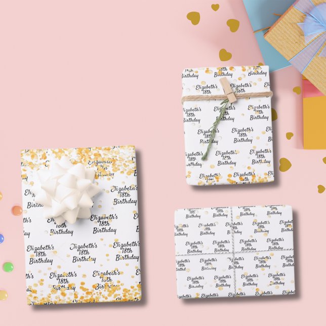 Goldgoldgold-Glitzer zum Geburtstag Geschenkpapier Set (Von Creator hochgeladen)