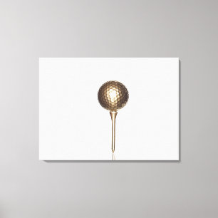 GoldGolfball und -t-Stück Leinwanddruck