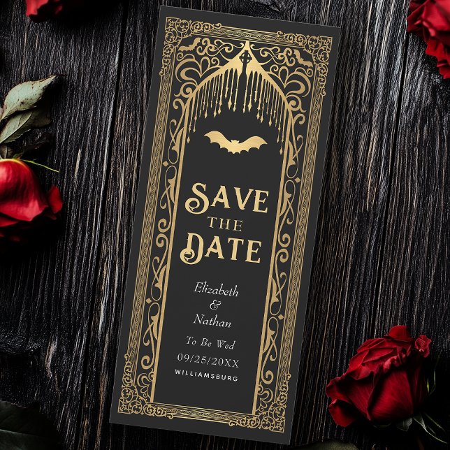 Goldgotische VampirKathedrale Save the Date Einladung (Von Creator hochgeladen)