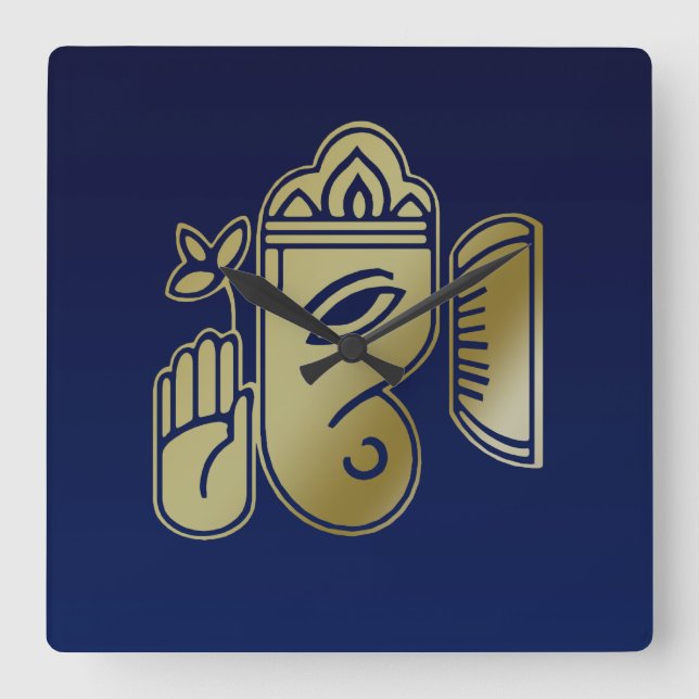 Goldgöttin Ganesha - Wall-Uhr Quadratische Wanduhr (Vorderseite)
