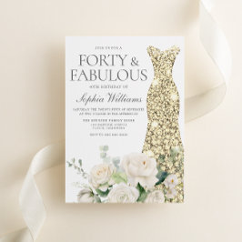 Goldgown White Blume Elegant 40. Geburtstag Einladung