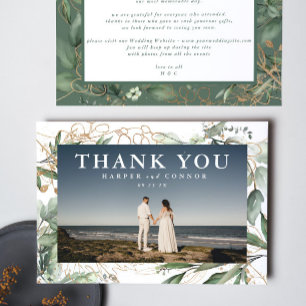 Goldgräber Eukalyptus Elegant Grün Foto Dankeskarte