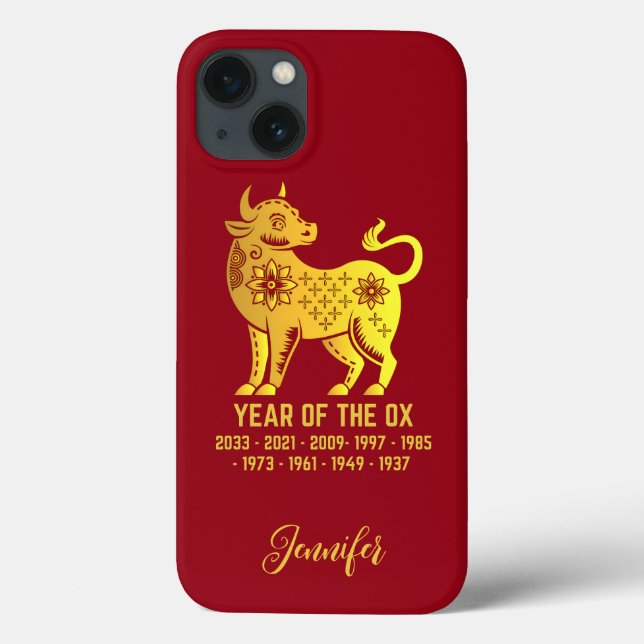 Goldgräber Jahr des Ox-Zodiac-Namens Rot Case-Mate iPhone Hülle (Rückseite)