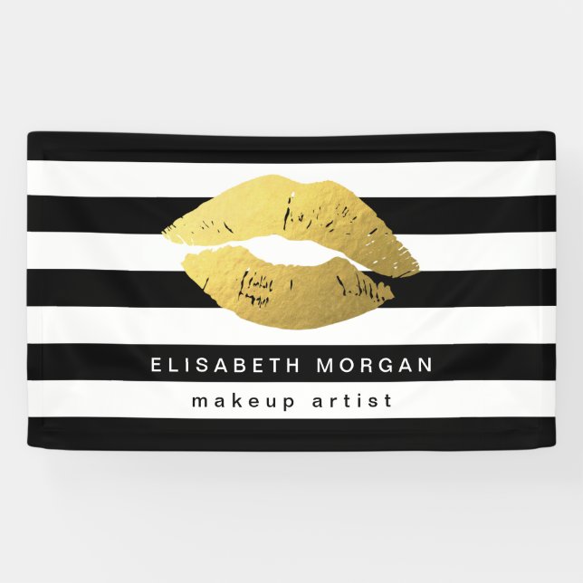 Goldgräber Makeup Schönheitssalon Schwarz-weiße St Banner (Horizontal)