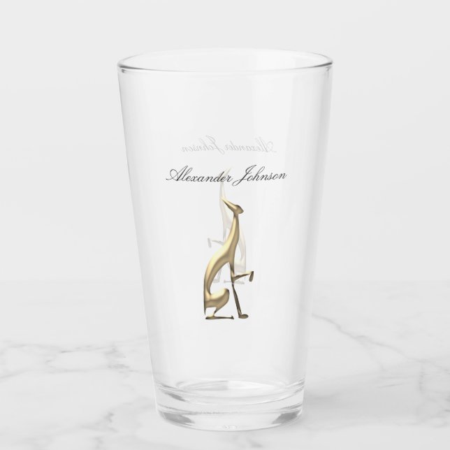 Goldgräberhund Hund Elegant Mit Monogramm Glas (Vorderseite)