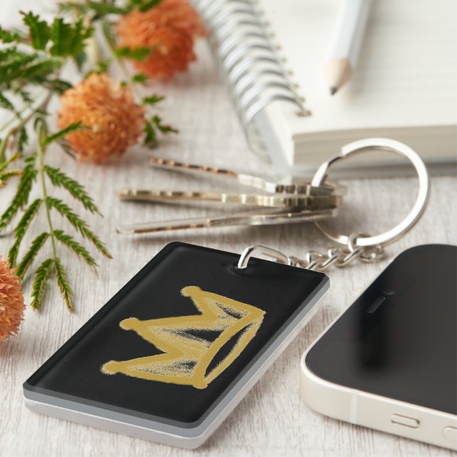 Goldgraffiti-Krone mit Namen Schlüsselanhänger (Vorderseite rechts)