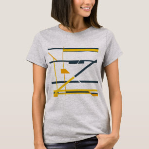 Goldgrau Orange Geometrisches Abstraktes MCM Ausse T-Shirt