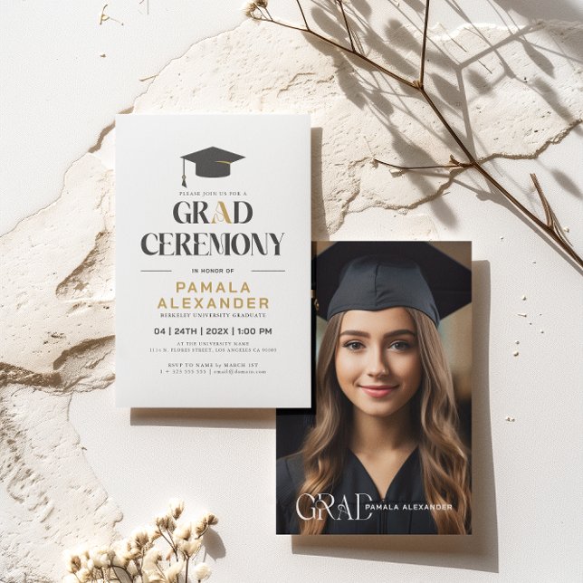 Goldgraue Party Retro Typografie auf White Inv. Einladung (Von Creator hochgeladen)