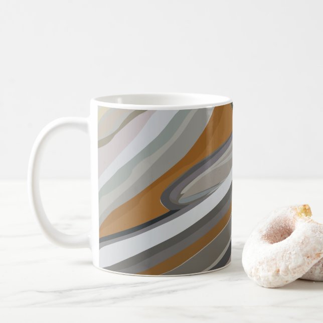 Goldgraues Marmorstein-Streifenmuster Kaffeetasse (Mit Donut)