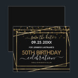 Goldgrenze 50. Geburtstag Save the Date Budget<br><div class="desc">Elegante Imitate goldgeflochtenen Rahmen. Alle Texte sind individuell einstellbar und lassen sich für Ihr eigenes Party leicht ändern. Großartiges elegantes 50. Geburtstagsgeschmacksdesign.</div>