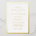 Goldgrenzhochzeit Folieneinladung<br><div class="desc">Einfach,  stilvoll und modern präsentiert sich diese formelle Hochzeitseinladung mit einem eleganten Rahmen und einer eleganten Kalligraphie,  die in echter Goldfolie gepresst wird.</div>