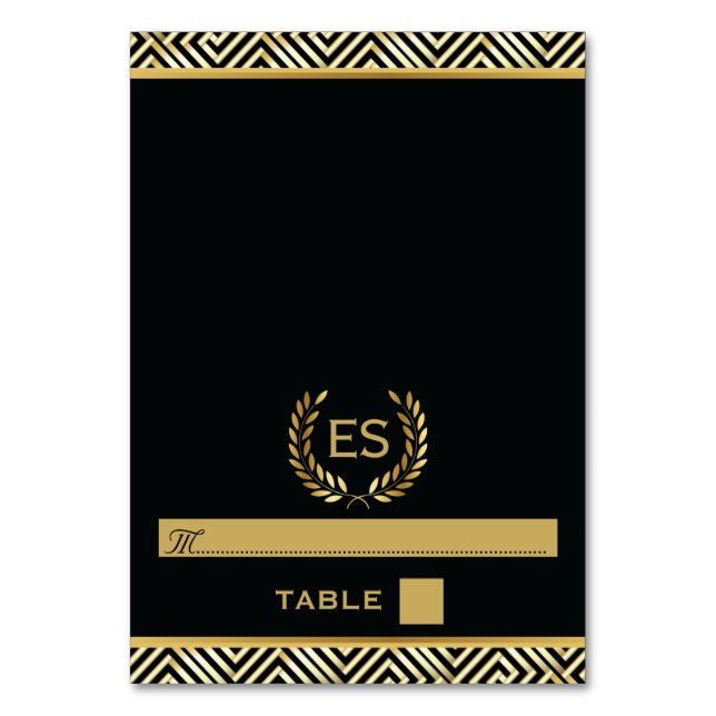 Goldgriechischer Schlüssel & Lorbeerkranz Hochzeit Tischnummer (Vorderseite)