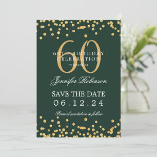 Goldgrün 60. Geburtstag Save the Date Details Einladung