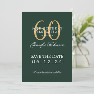 Goldgrün 60. Geburtstag Save the Date Einladung