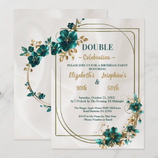 Goldgrün-Blütendoppelgelenk Geburtstag Einladung