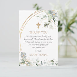 Goldgrün Eukalyptus Boy Taufe Dankeskarte