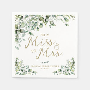 Goldgrün von Miss bis Mrs. Brautparty Serviette