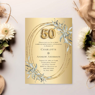 Goldgrün zum 50. Hochzeitstag Einladung