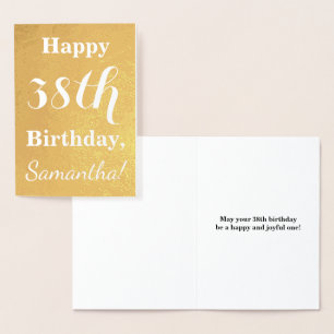 Goldgrundfolie "HAPPY 38. GEBURTSTAG"; Individuell Folienkarte