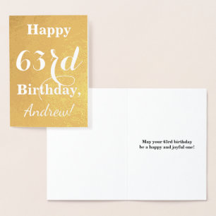 Goldgrundfolie "HAPPY 63. BIRTHDAY"; Individuelle  Folienkarte