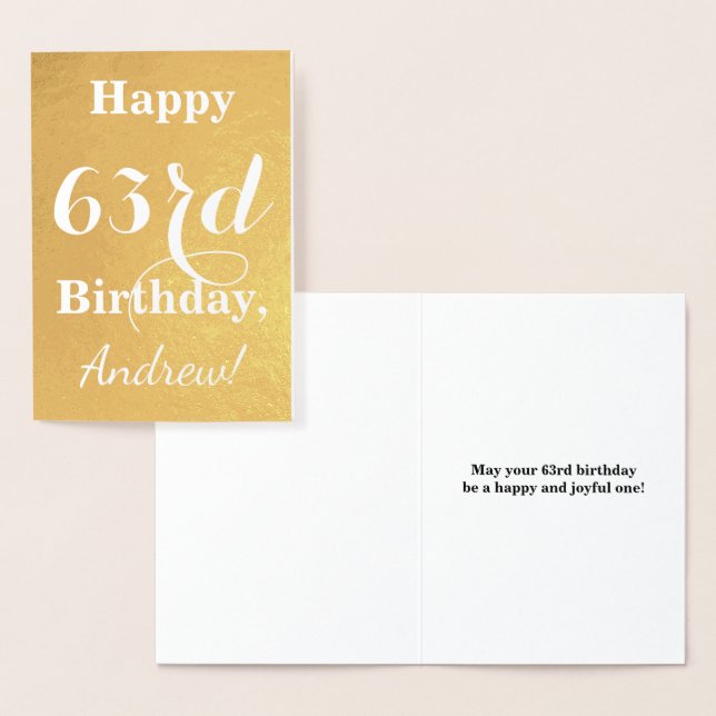 Goldgrundfolie "HAPPY 63. BIRTHDAY"; Individuelle  Folienkarte (Anzeige)