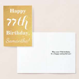 Goldgrundfolie "HAPPY 77. GEBURTSTAG"; Individuell Folienkarte