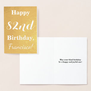Goldgrundfolie "HAPPY 82. BIRTHDAY"; Individuelle  Folienkarte