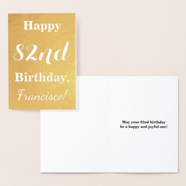 Goldgrundfolie "HAPPY 82. BIRTHDAY"; Individuelle  Folienkarte (Anzeige)