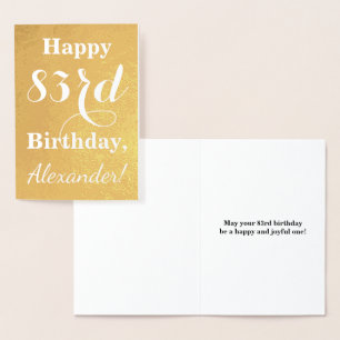 Goldgrundfolie "HAPPY 83. BIRTHDAY"; Individuelle Folienkarte