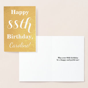 Goldgrundfolie "HAPPY 88. GEBURTSTAG"; Individuell Folienkarte