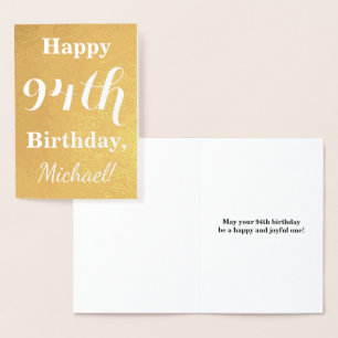 Goldgrundfolie "HAPPY 94. GEBURTSTAG"; Individuell Folienkarte