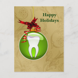 goldgrüne Zahnarzt-Weihnachtskarten Feiertagspostkarte
