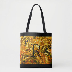 goldgrünes Rostschutzmuster mit Monogramm