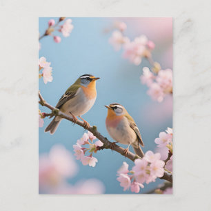 Goldhähnchen Kirschblüten Frühling Postkarte