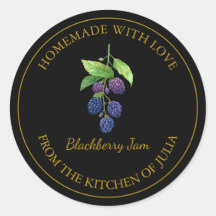 Goldhausgemachte BlackBerry-Jam-Label | Schwarz