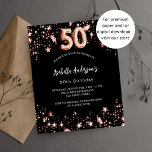 Goldhaushalt 50. Geburtstag, Schwarze Rose Flyer<br><div class="desc">Bitte beachten Sie, dass diese Einladung auf Flyer Papier und sehr dünn ist. Umschläge sind nicht enthalten. Für dickere Einladungen (gleiche Gestaltung) besuchen Sie bitte unseren Shop. Ein klassischer schwarzer Hintergrund mit goldenen Sternen aus der Rose. Personalisieren und fügen Sie einen Namen und Party-Details hinzu. Die Zahl wird mit einem...</div>
