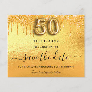 Goldhaushalt zum 50. Glitzer Save the Date Flyer