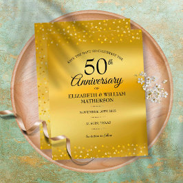 GoldHearts Foil zum 50. Jubiläum Save the Date Ankündigungspostkarte