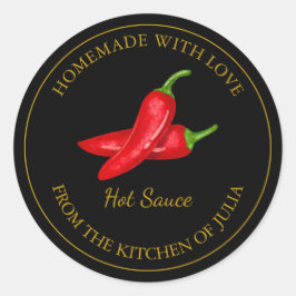 Goldhemade Hot Sauce Label | Schwarz Runder Aufkleber
