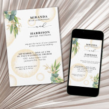Goldherden und botanische Hochzeitseinladung