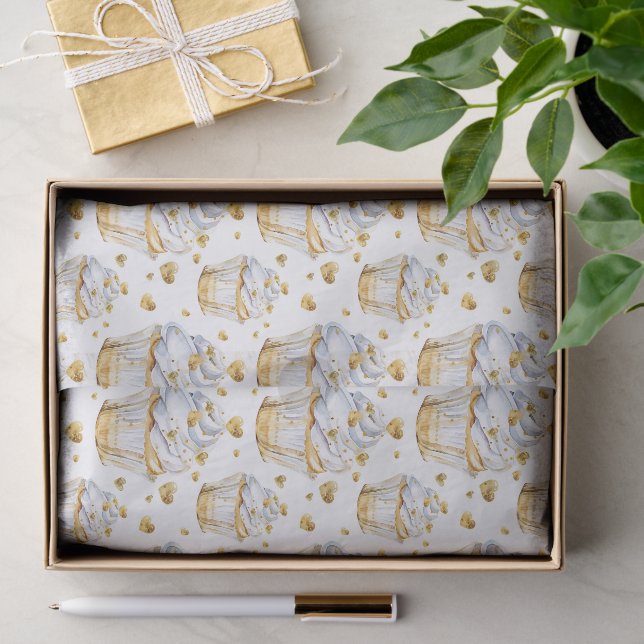 Goldherz-Cupcakes Geburtstag Seidenpapier (Geschenk)